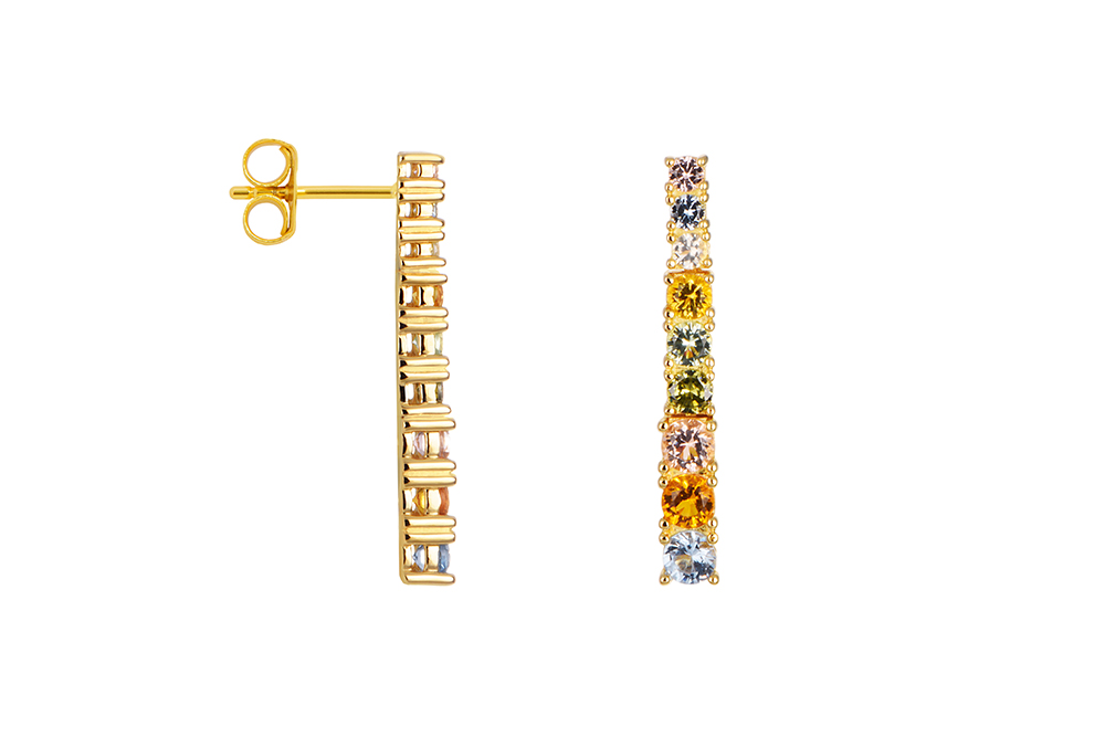 Sterling silver riviere with graduated sizes earring