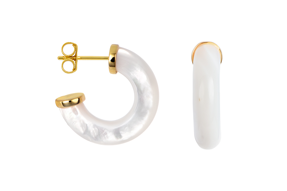 Sterling silver mother-of-pearl hoop earring