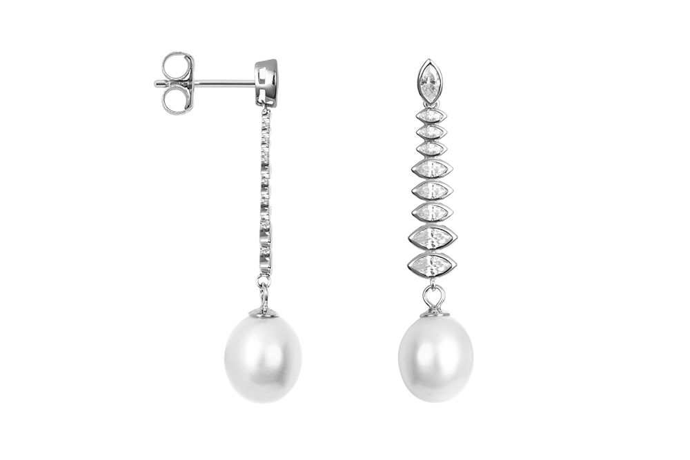 Sterling silver zirconia in graduated sizes with 10x8mm pearl earring
