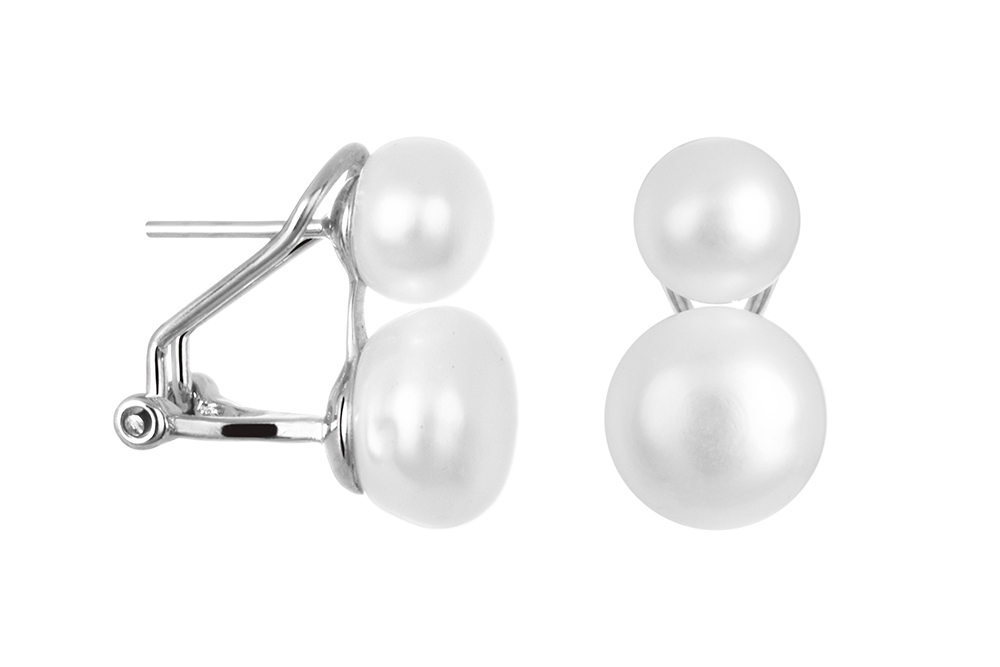 Pendiente plata 925 doble perla