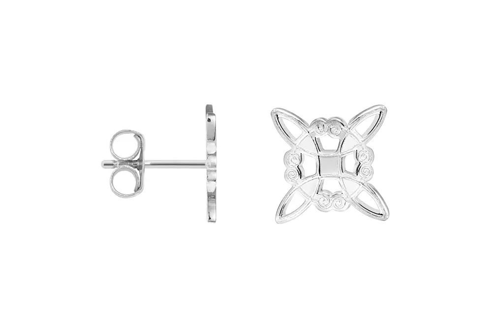 [18111EPL] Pendiente plata 925 nudo de bruja 11x11mm