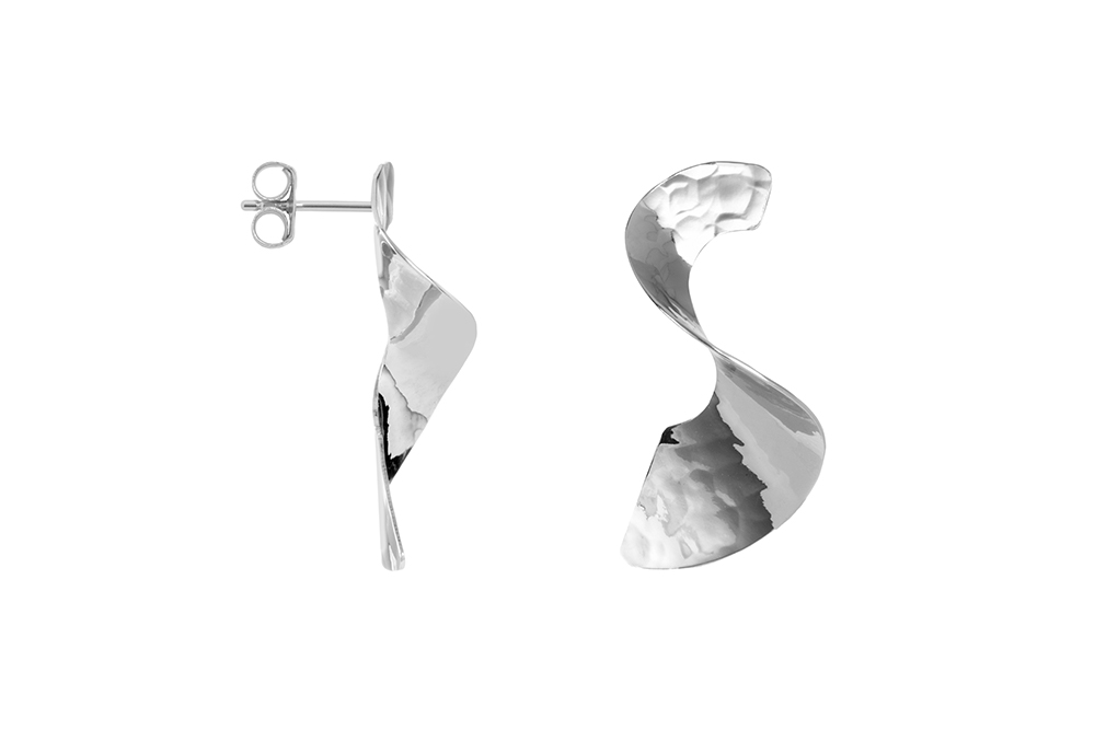 Sterling silver irregular wave earring