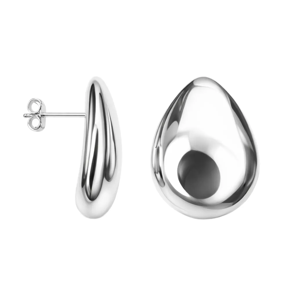 Sterling silver flat drop electroform earring