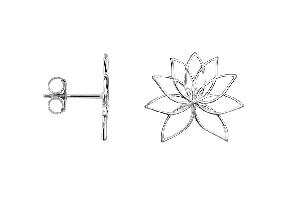 Pendiente plata 925 flor de loto