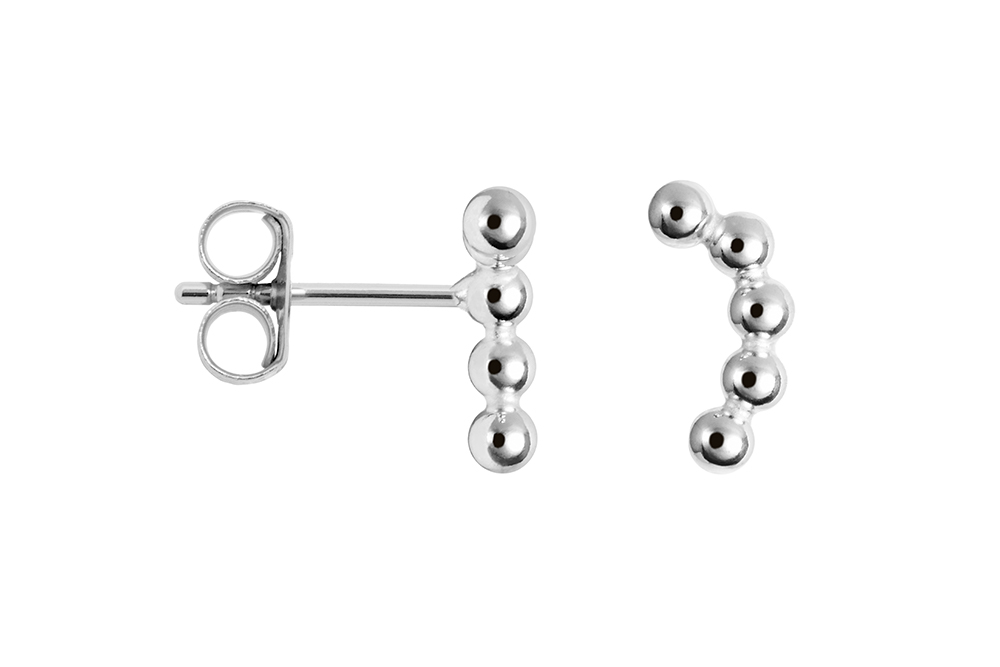 Pendiente plata 925 barra curva con bolitas