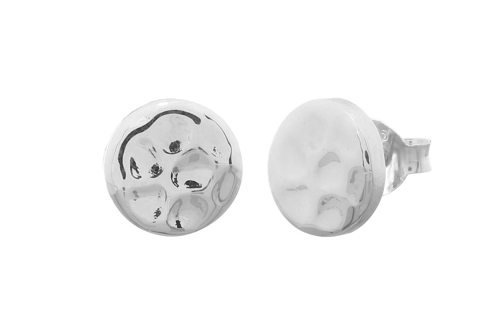 Pendiente plata 925 botón irregular 8mm aproximadamente