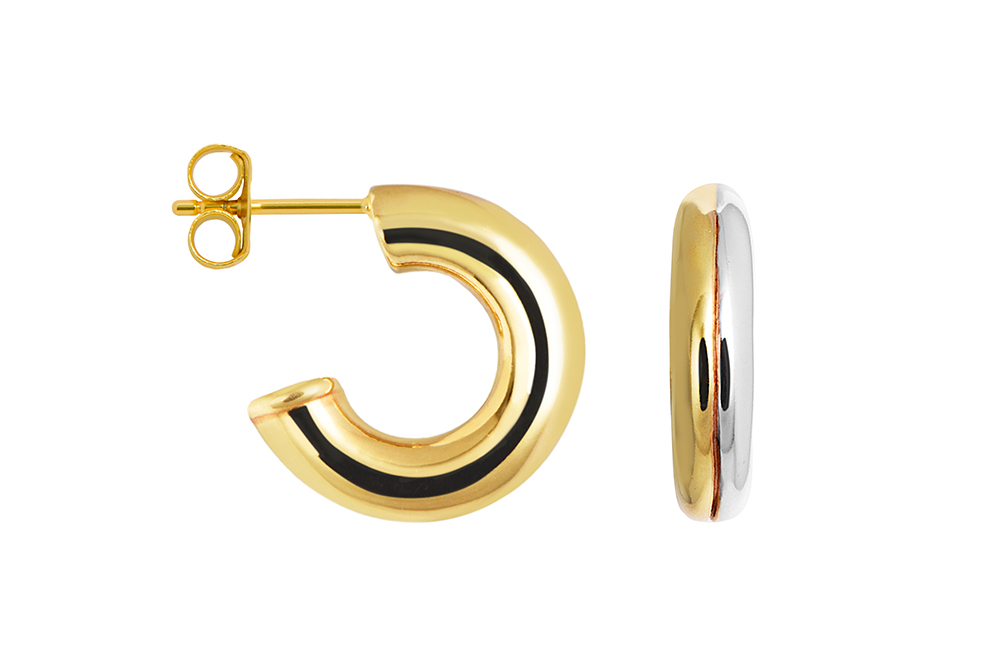 Sterling silver bicolor hoop earring