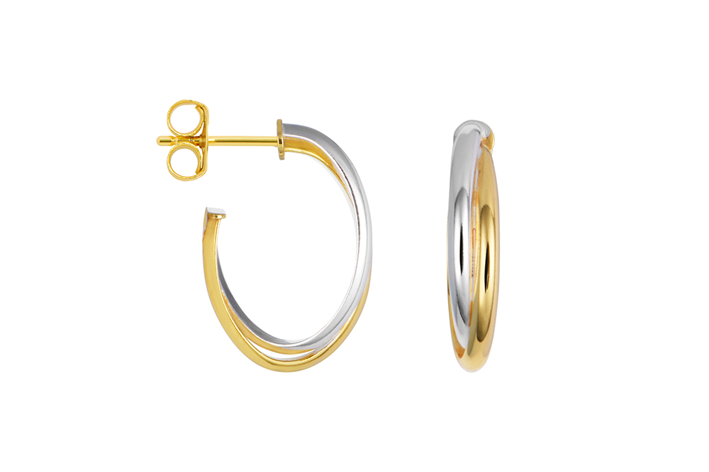 Sterling silver two tone hoop earring
