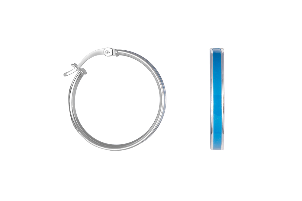 Sterling silver enamel hoop earring