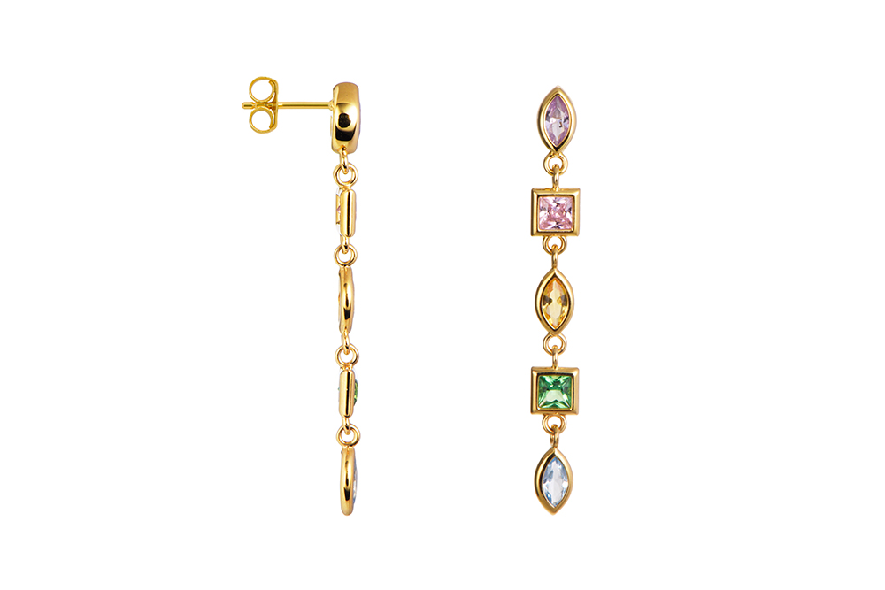 Sterling silver mix of cubic zirconia in different shapes earring