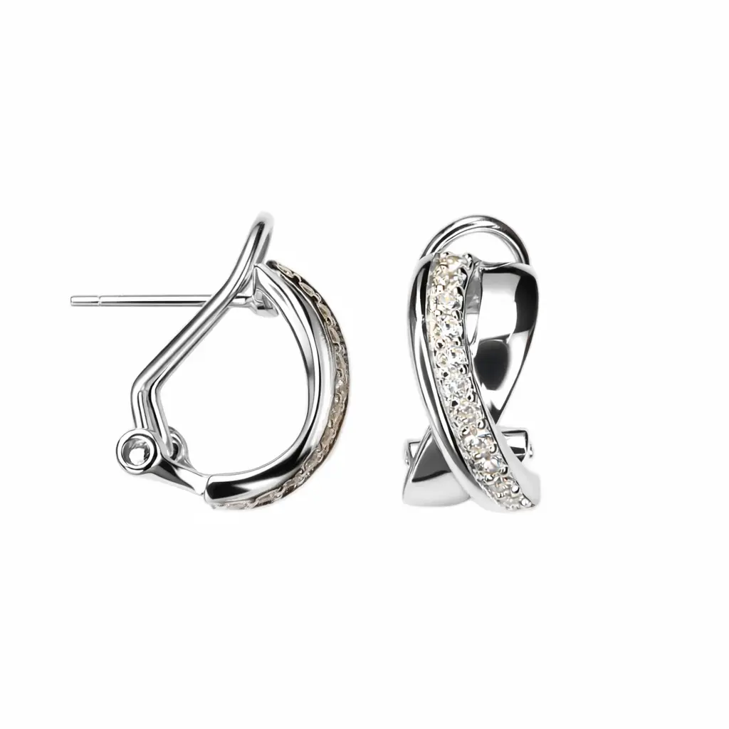 Sterling silver cubic zirconia crossed earring