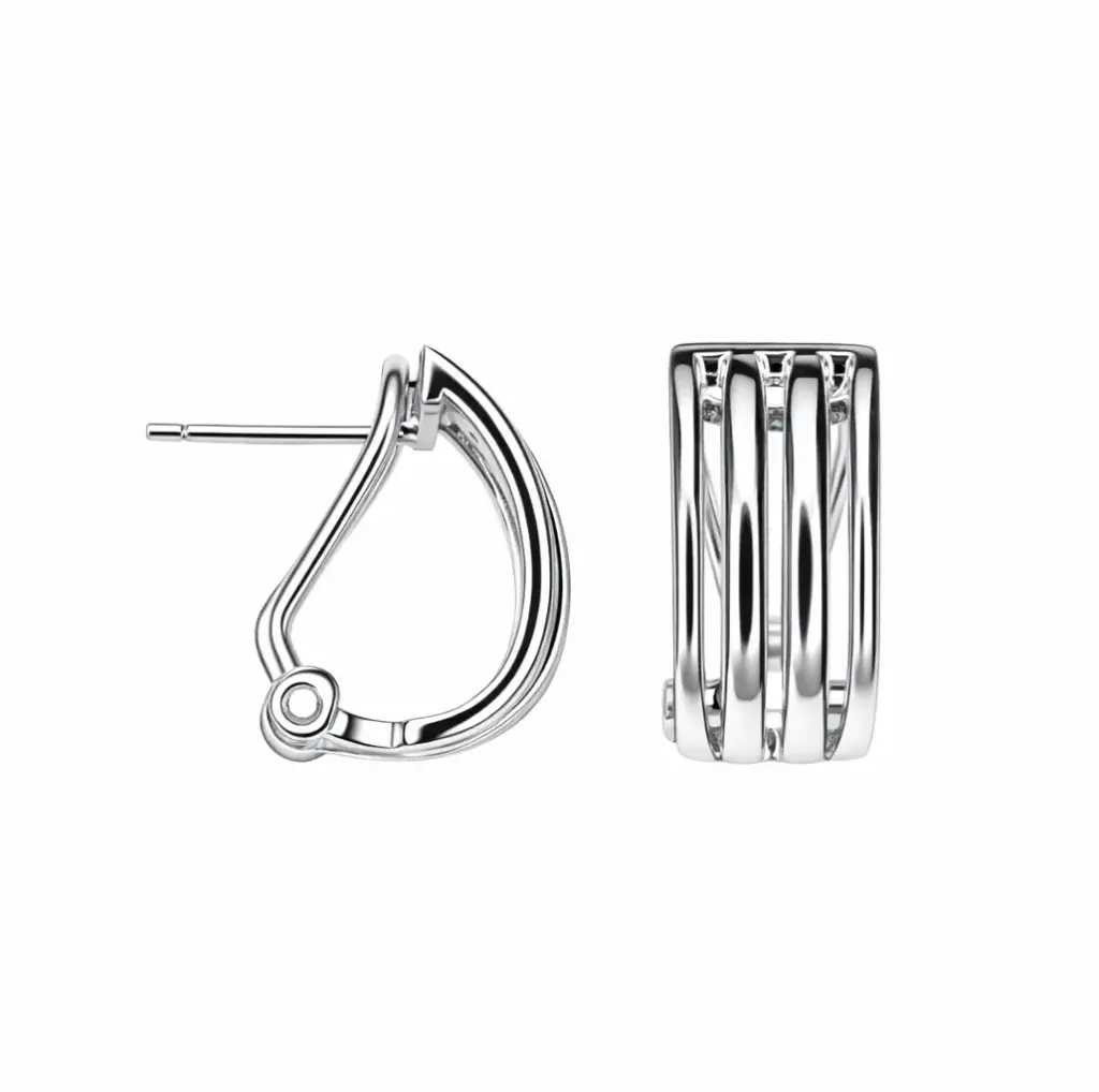 Sterling silver four lines earring