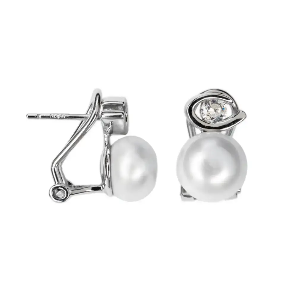 [18609EPBLRD] Pendiente plata 925 tu y yo con zirconita 3mm