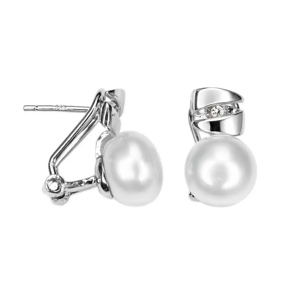 Pendiente plata 925 tu y yo con zirconitas blancas