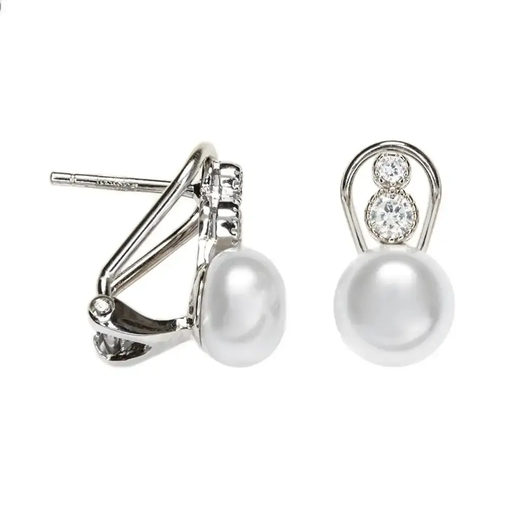 Sterling silver two zirconias 2 & 3mm toi et moi style earring