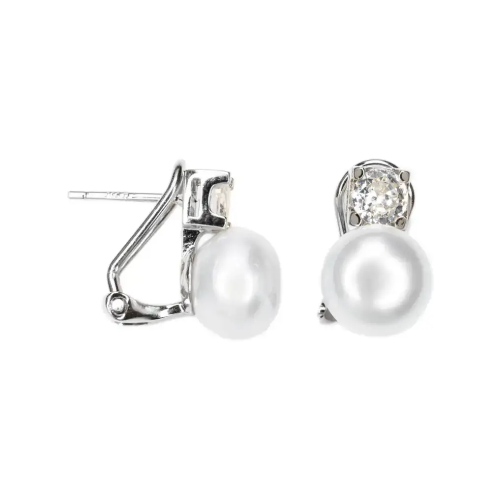 Pendiente plata 925 tu y yo con zirconita blanca