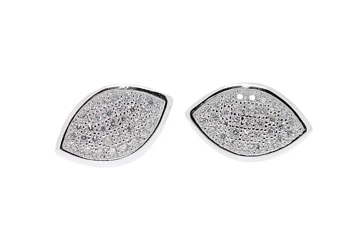 [025250001ZBL] Pendiente plata rodiada cz microsetting  (Blanca)