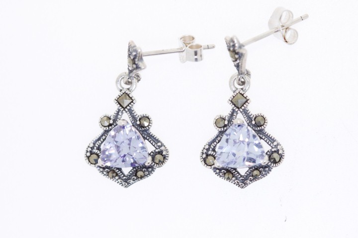 Earring silver 925 marcasite cz