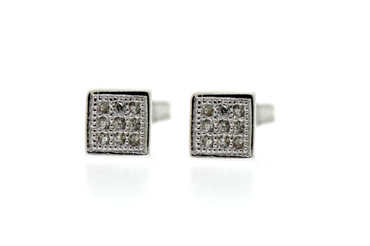 [046550201ZBL] Pendiente plata 925 micro-setting cz  (2MM, Blanca, Rodio)