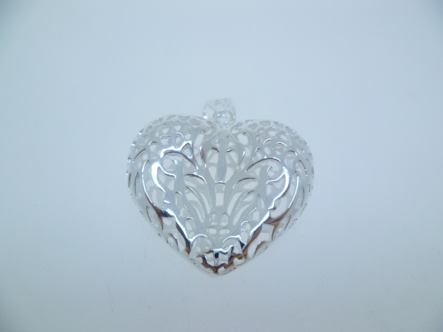 Colgante plata lisa corazón calado 