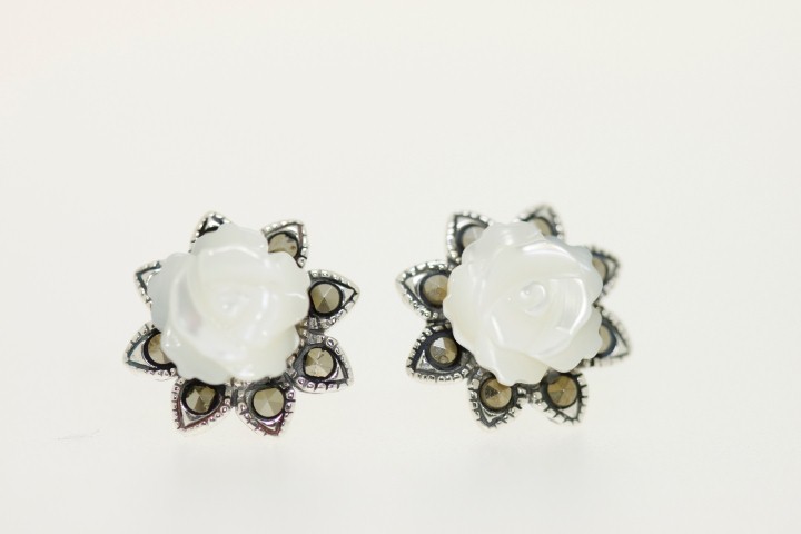 Earring silver 925 rose marcasite