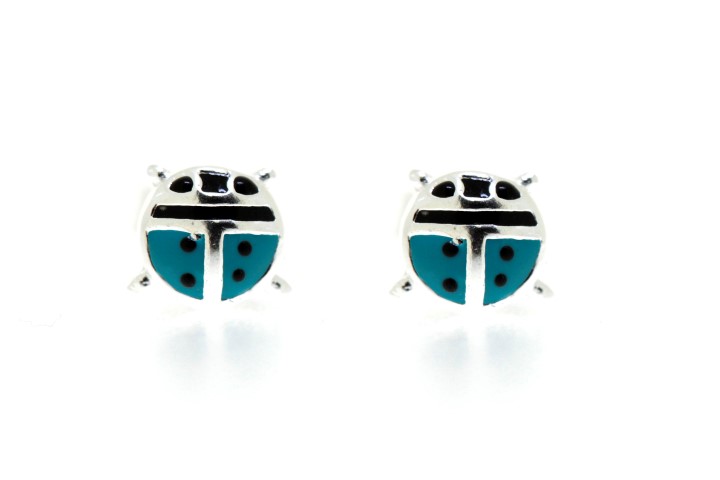 [05234000ECEL] Silver 925 earring ladybird (Light blue)