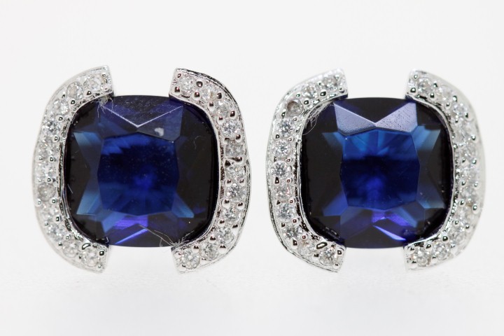 Pendiente plata rodiada cz 