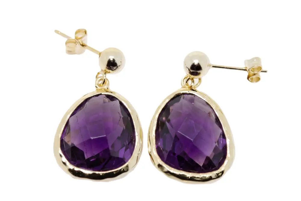 [05336000CZAM] Silver 925 with gold-plated earring cz (Amethyst)