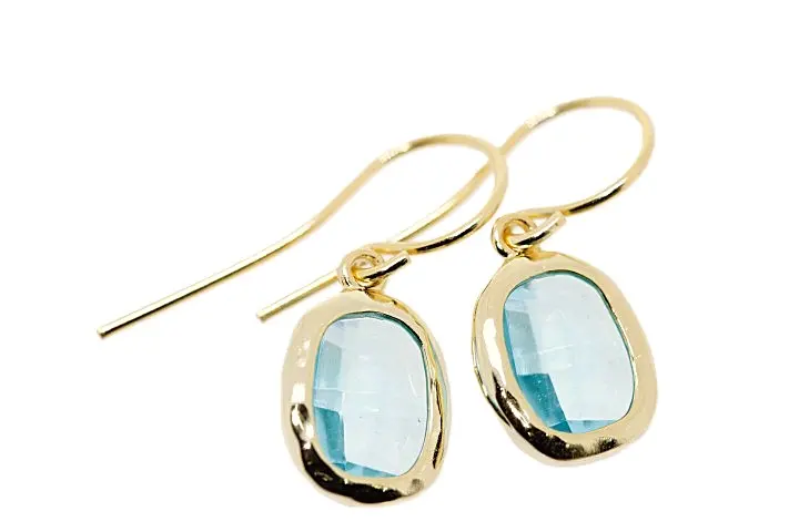 Pendiente plata baño oro con piedra 