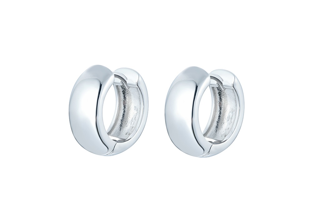 Pendiente aro plata media caña 6mmx14mm