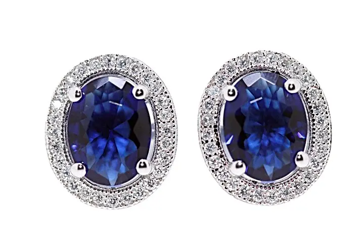 [056360001WZA] Pendiente plata rodiada zc  (Zafiro)