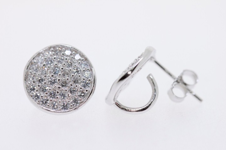 [057051201ZBL] Finding earring silver 925 cz (White, Rhodium plated)