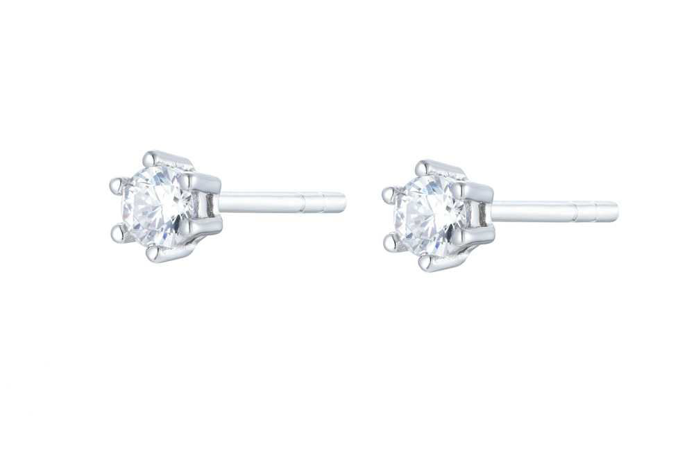 [058240301ZBL] Earring silver 925 cz (3.00MM, White)