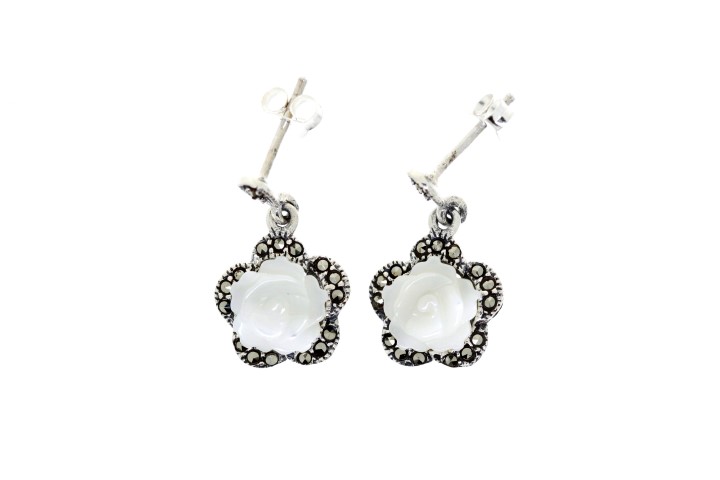 Pendiente plata 925 marquesita rosa 