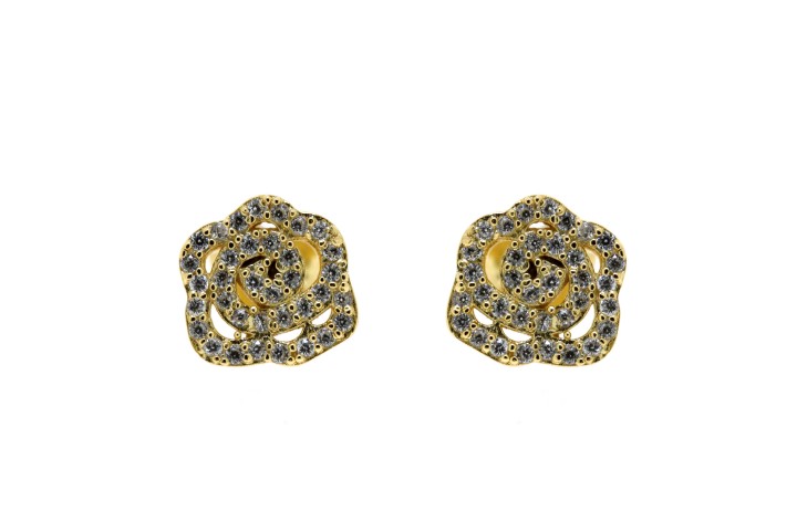 [065040002ZBL] Silver 925 earring rose cz (Gold plated)