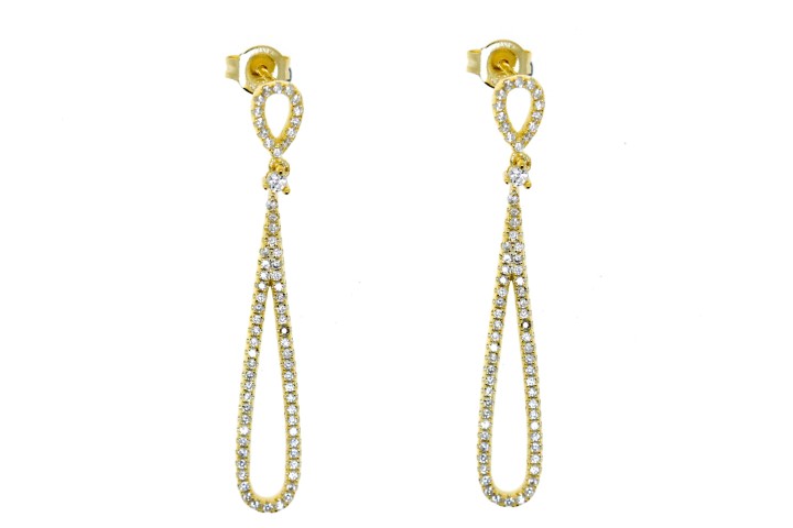 [066150002ZBL] Sterling silver drop earrings  (White, Gold plated)