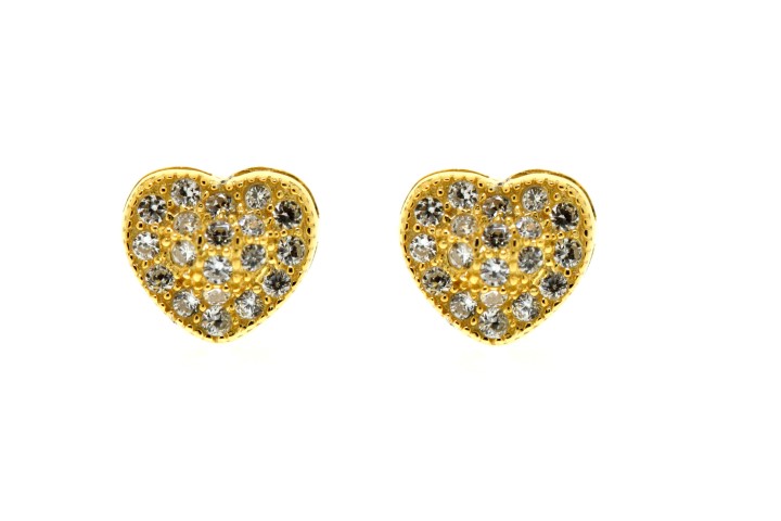 [067760002ZBL] Pendiente plata 925 microsetting zirconita corazon  (Oro)