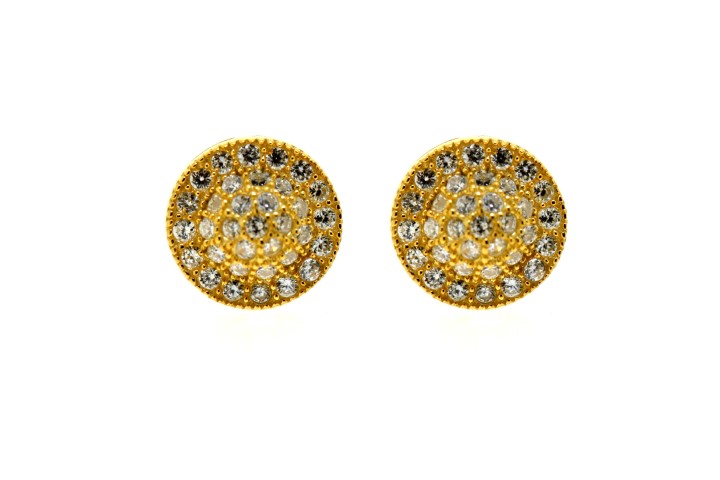 [067770002ZBL] Pendiente plata 925 microsetting zirconita redondo  (Oro)