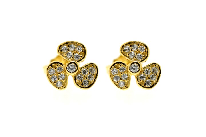 [067780002ZBL] Pendiente plata 925 microsetting zirconita flor  (Oro)