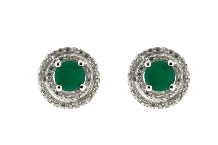 [067970001WES] Silver 925 microsetting earring cz (Emerald)