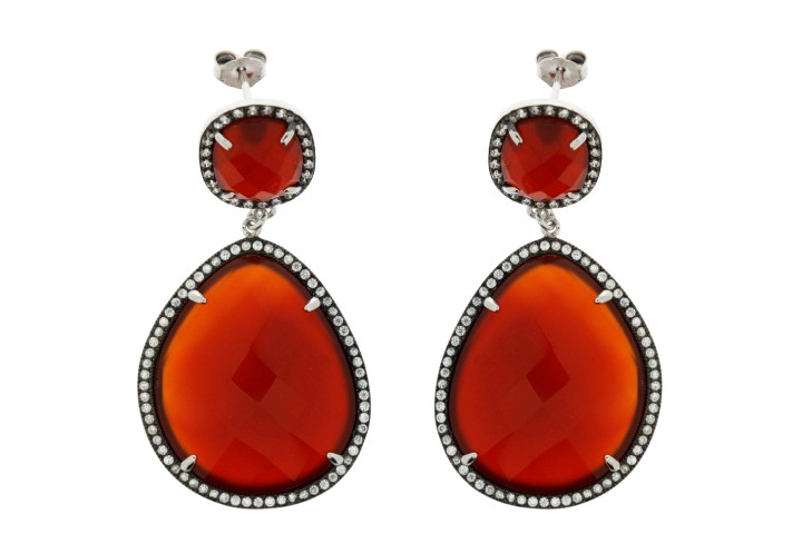 Silver 925  semi precious stone cz earring