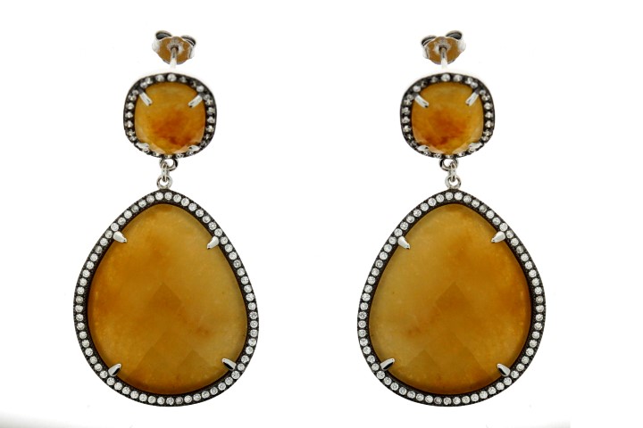 Silver 925  semi precious stone cz earring