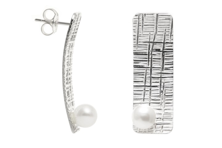 Pendiente plata 925 perla 6mm 