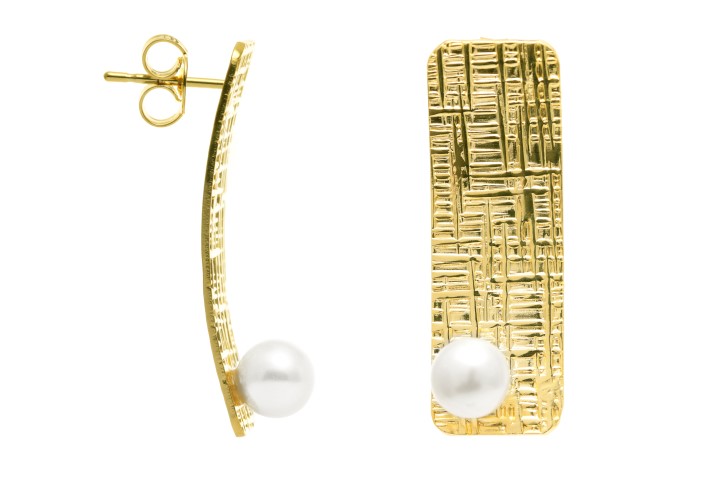 Pendiente plata 925 perla 6mm 