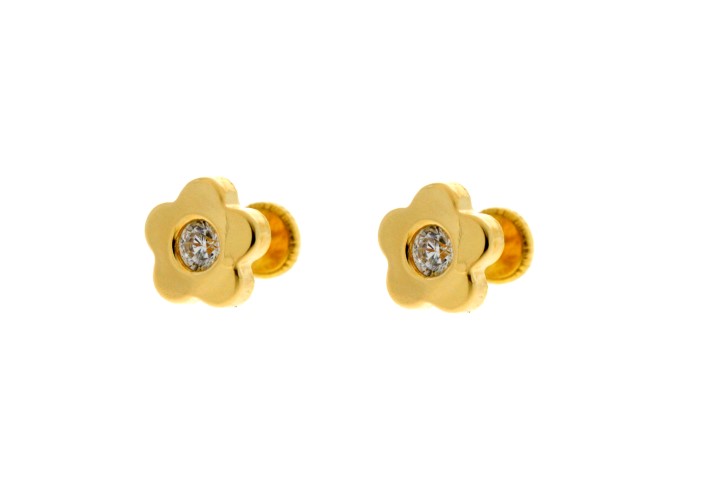[078940002ZBL] Silver 925 cz flower baby earring (Gold plated)
