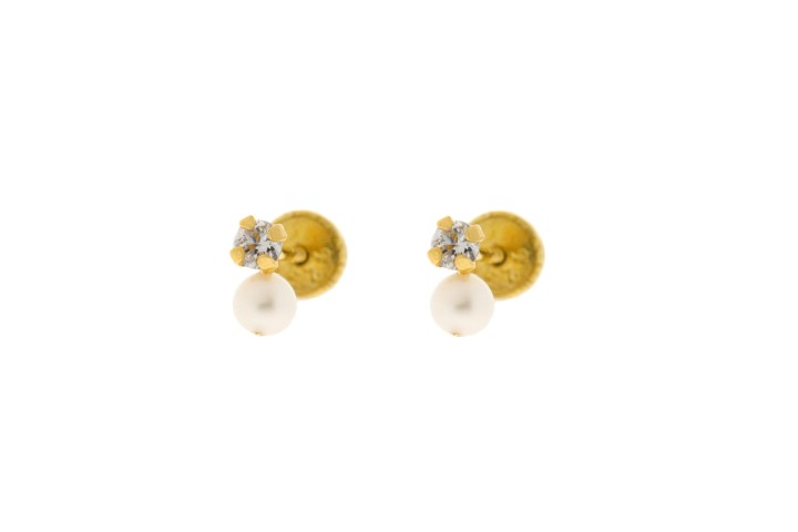 Silver 925 pearl & cz baby earring