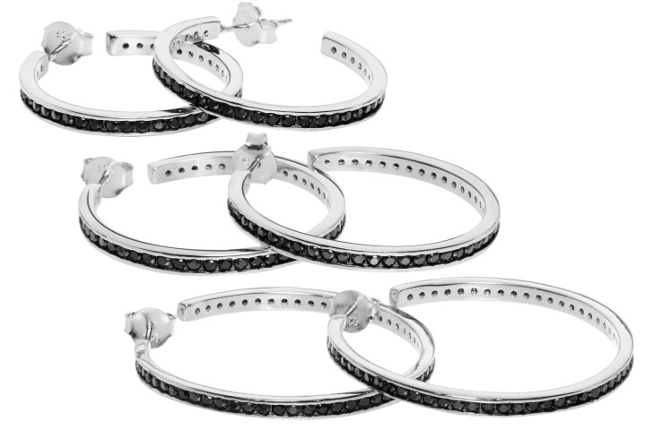 Silver 925 cz 1 line earring