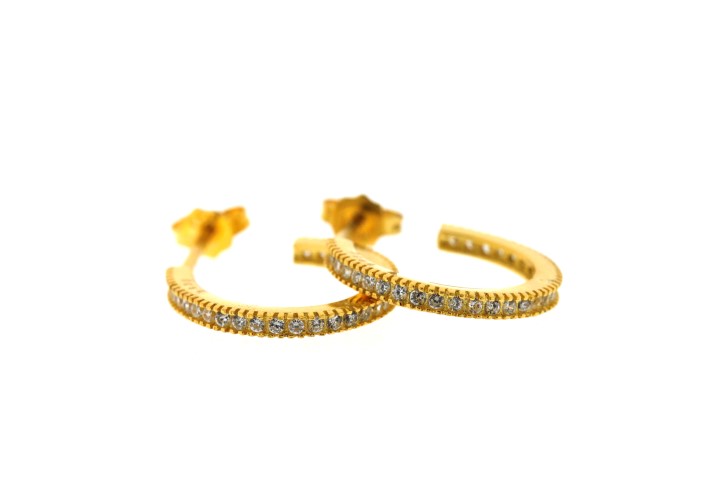 Silver 925 cz 1 line earring