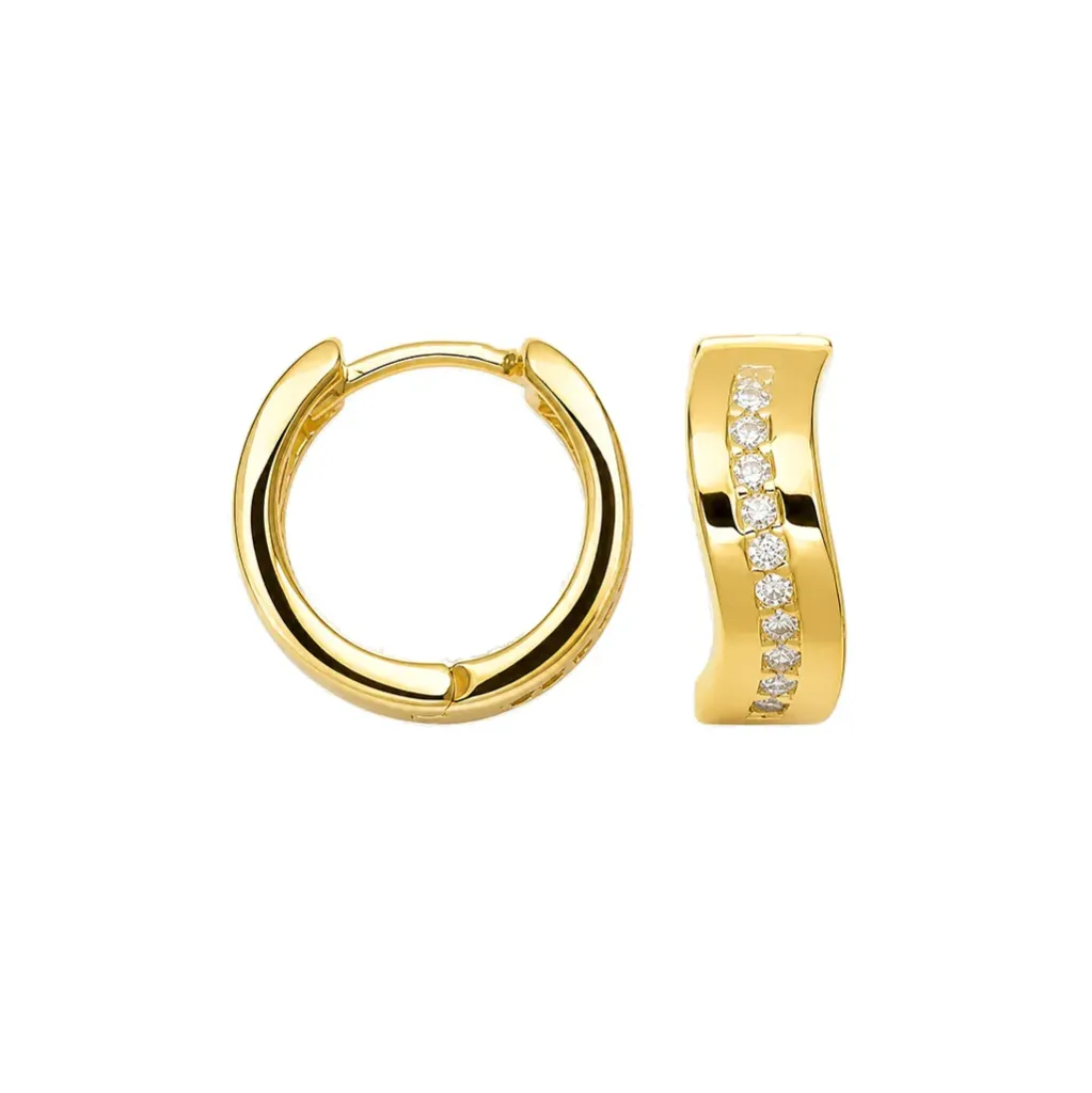 [08030EZBLDO] Pendiente aro plata 925 con circonitas (Oro)