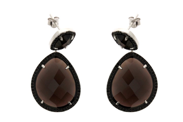 Silver 925  semi precious stone cz earring